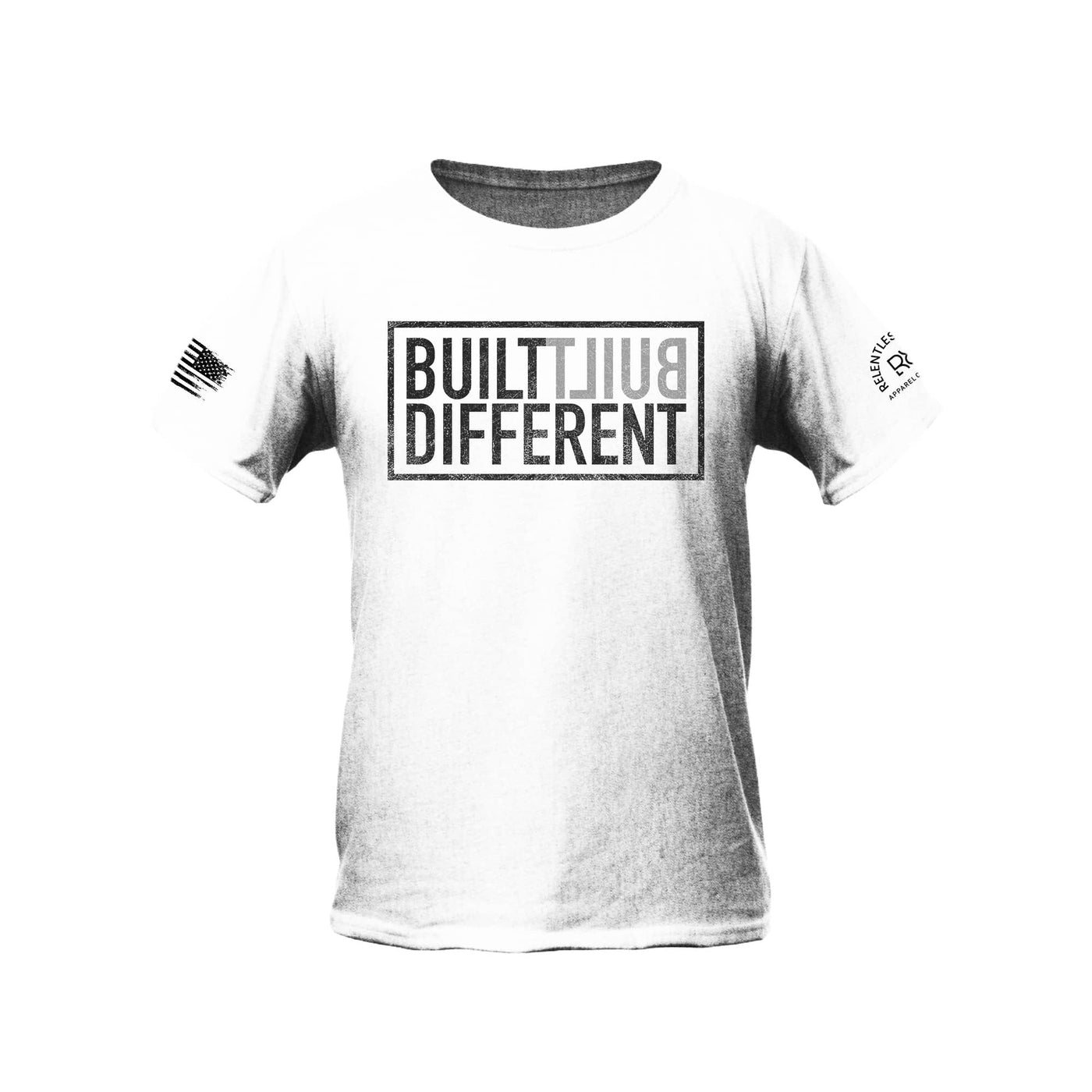 Built Different Youth front design relentless white tee