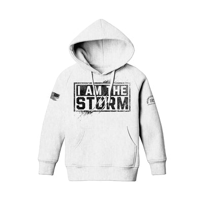 Relentless White Youth I Am The Storm Front Design Hoodie