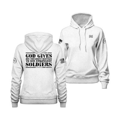 Relentless White Women's God Gives His Toughest Battles Back Design Hoodie