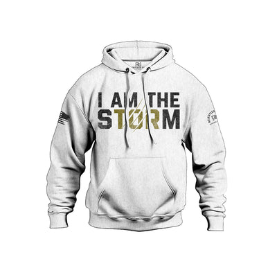 Relentless White Men's I Am The Storm Front Design Heavyweight Hoodie