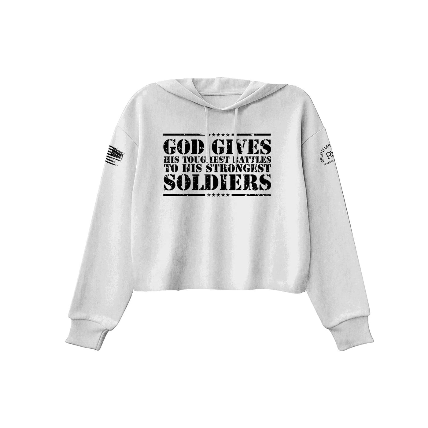 God Gives His Toughest Battles... | Front | Women's Cropped Hoodie