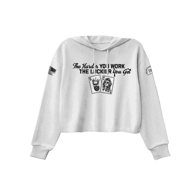 White The Harder You Work Women's Cropped Hoodie