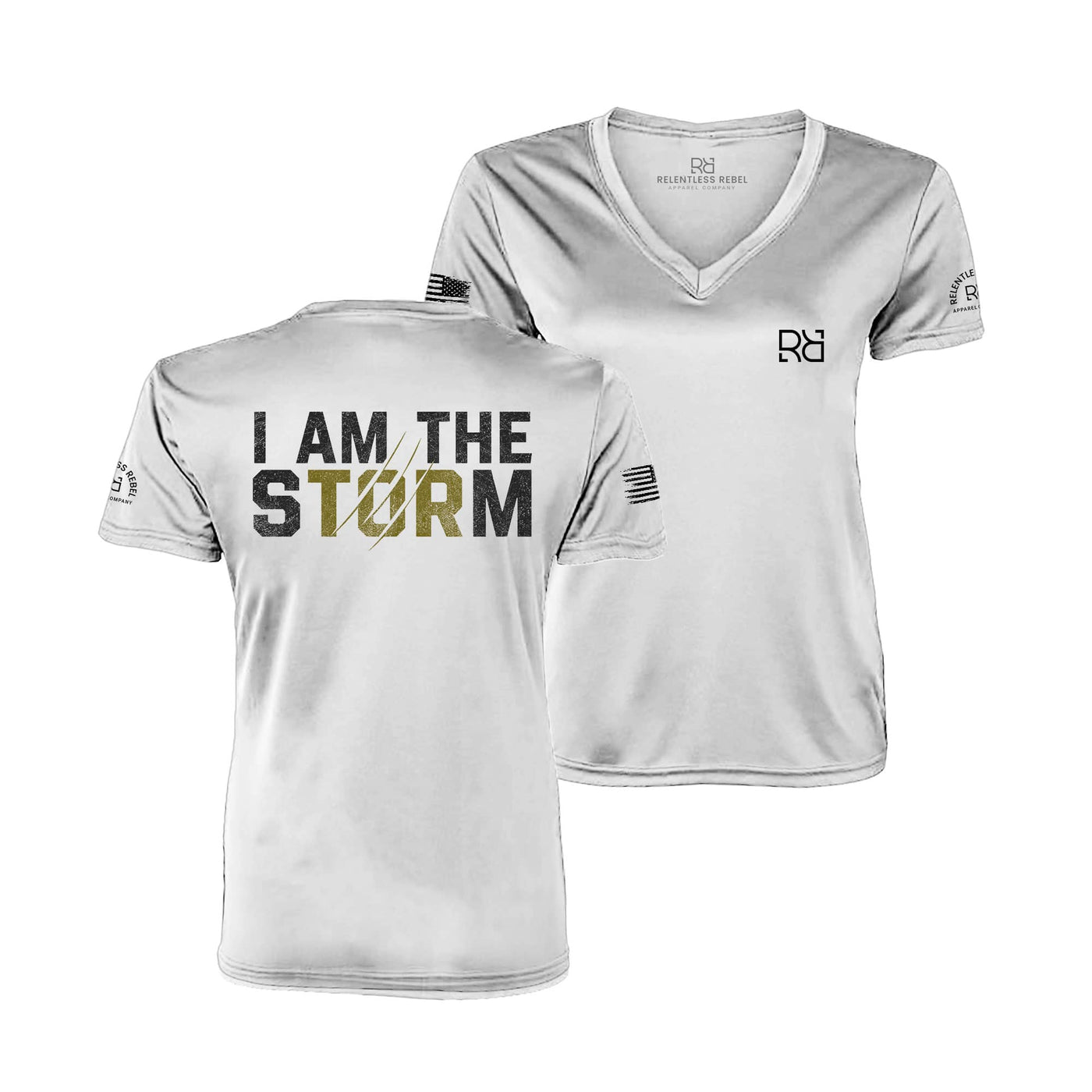 Relentless White I Am The Storm Women's V-Neck Tee