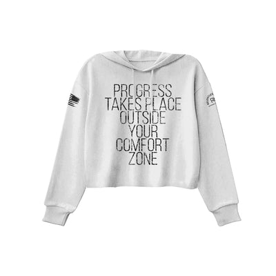 White Progress Takes Place Women's Cropped Hoodie