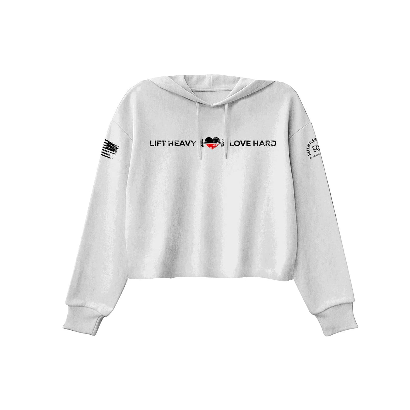 White Lift Heavy Love Hard Women's Cropped Hoodie