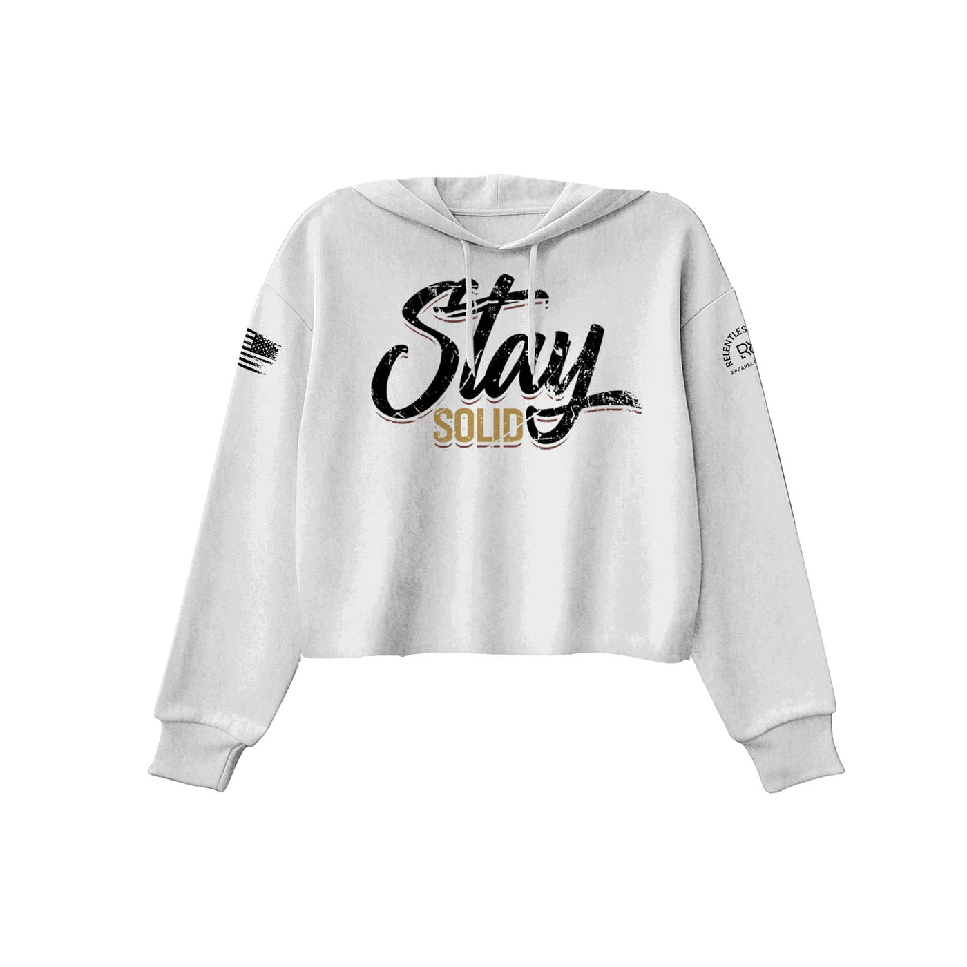 White Stay Solid Women's Cropped Hoodie