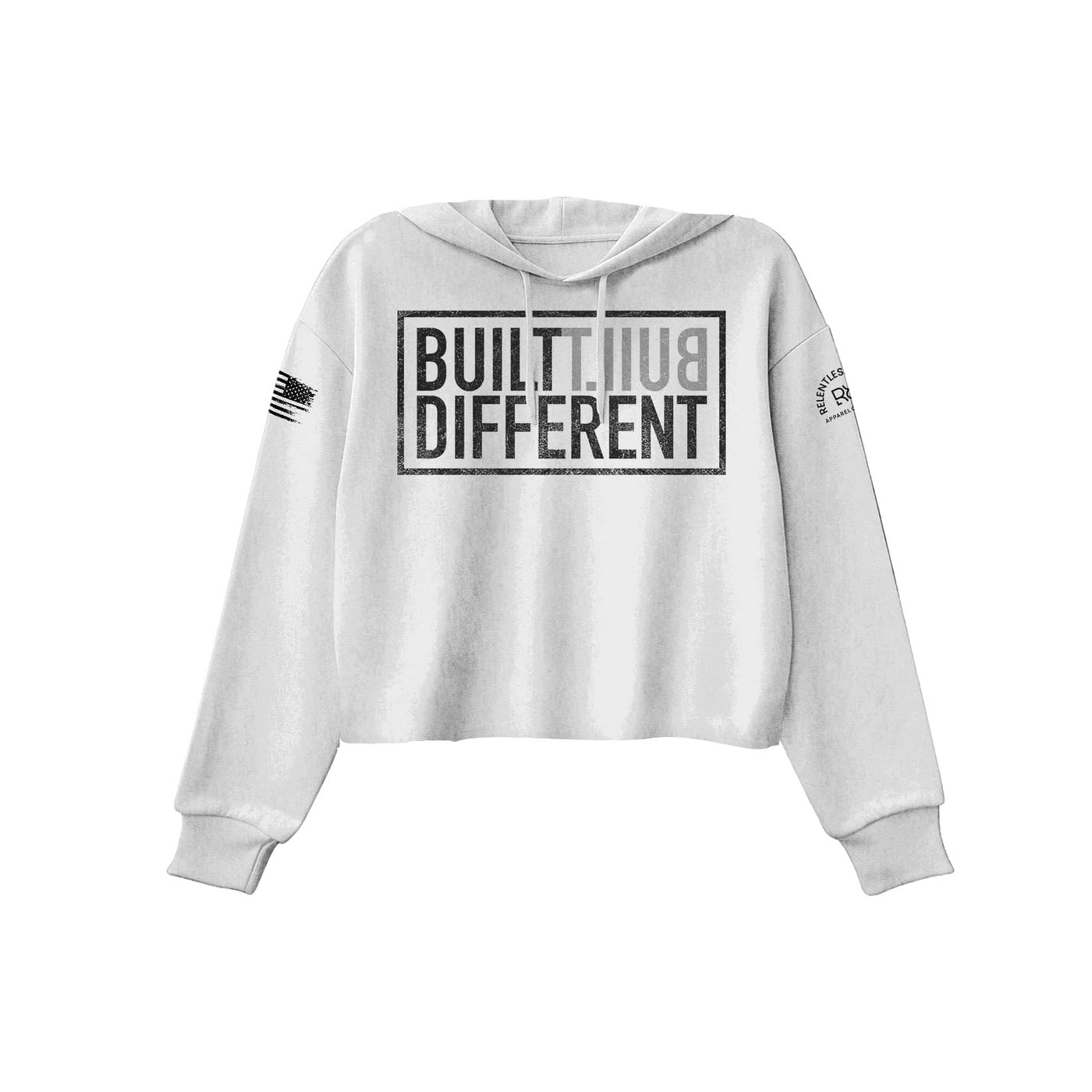 White Built Different Women's Cropped Hoodie