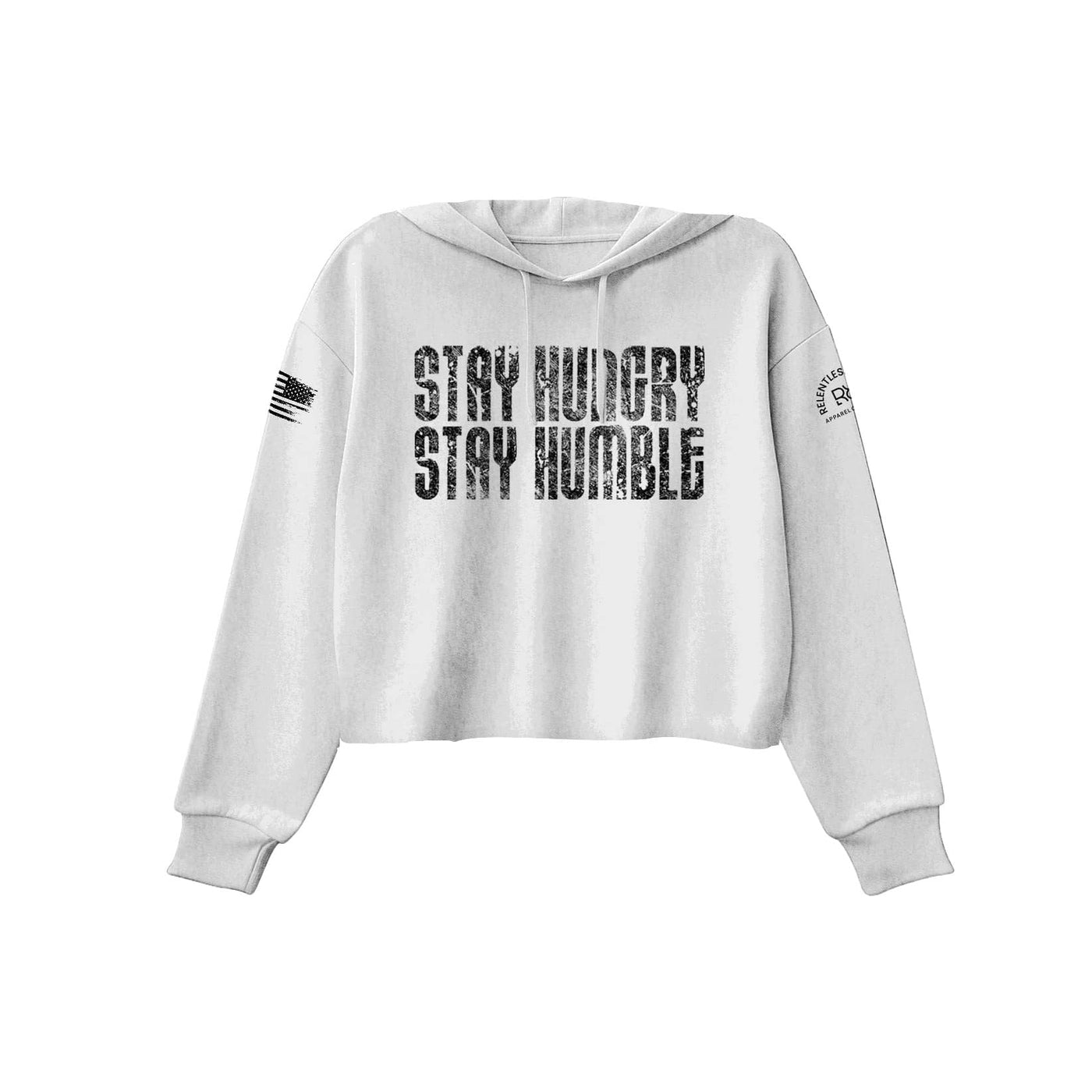 White Stay Hungry Stay Humble Women's Cropped Hoodie