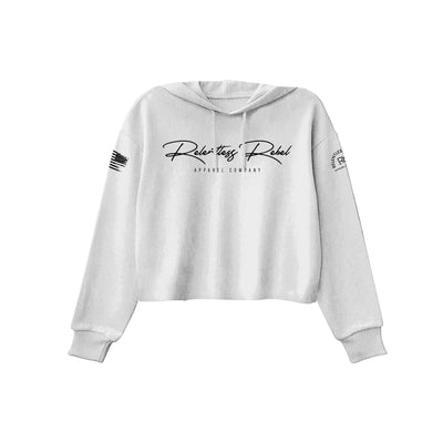 White Relentless Rebel Women's Cropped Hoodie