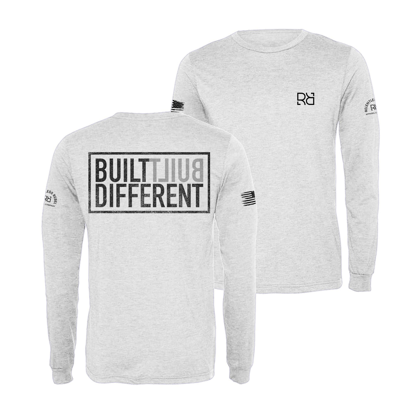 Relentless White Built Different Men's Triblend Long Sleeve Shirt