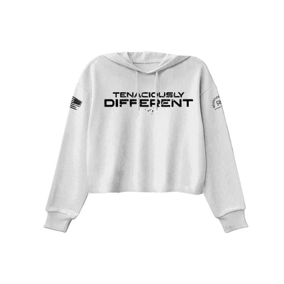 White Tenaciously Different Women's Cropped Hoodie