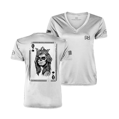 Relentless White Rebel Queen "Rebel Ace" Women's V-Neck Dri Fit Tee