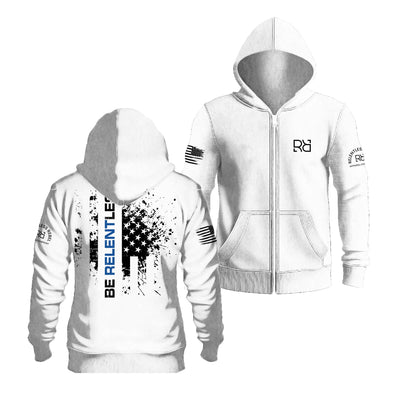 Relentless White Be Relentless Law Enforcement Zip Up Hoodie