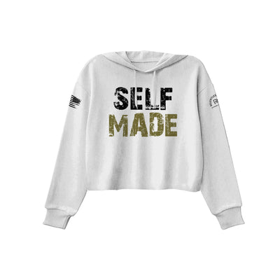 White Self Made Women's Cropped Hoodie