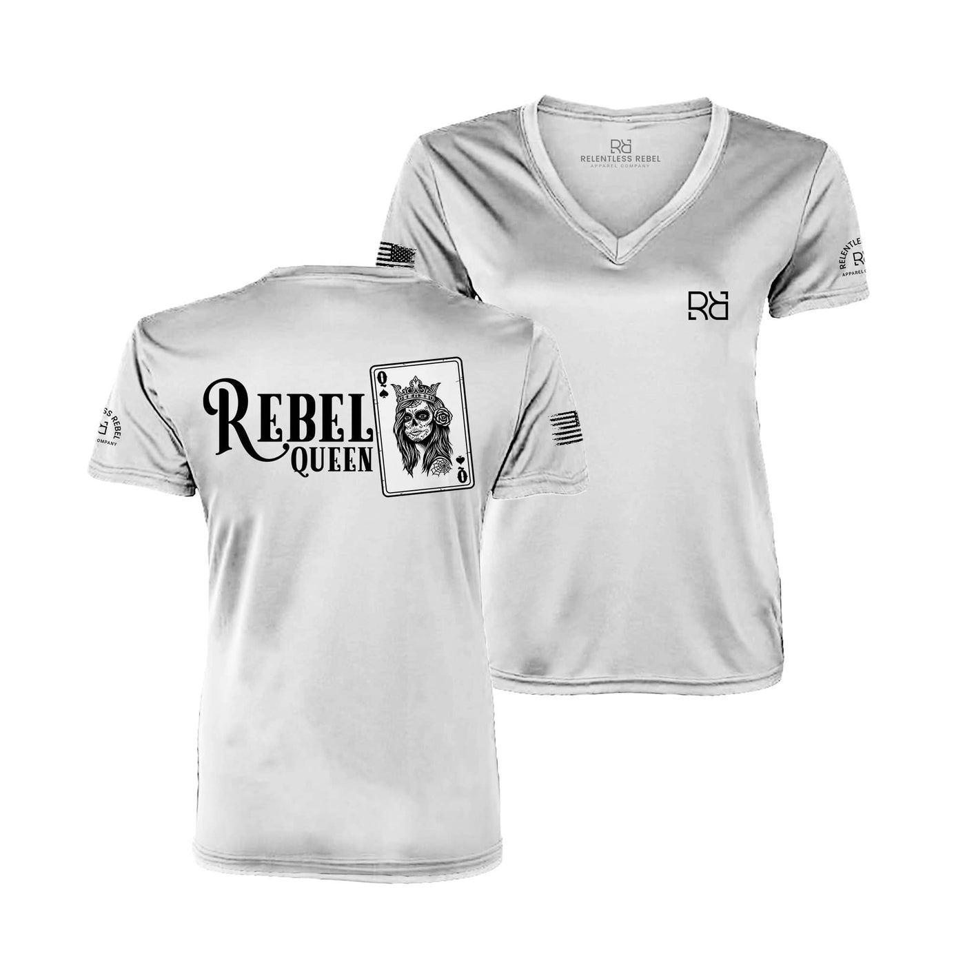 Relentless White Rebel Queen Women's V-Neck Dri Fit Tee