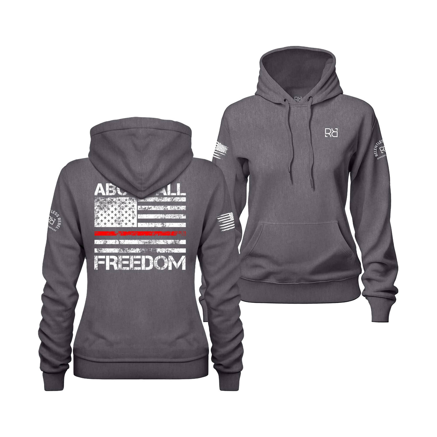 Charcoal Heather Women's Above All Freedom Back Design Hoodie