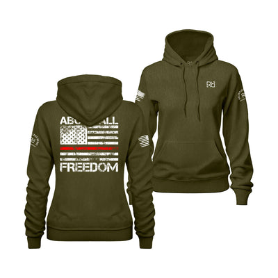 Military Green Women's Above All Freedom Back Design Hoodie