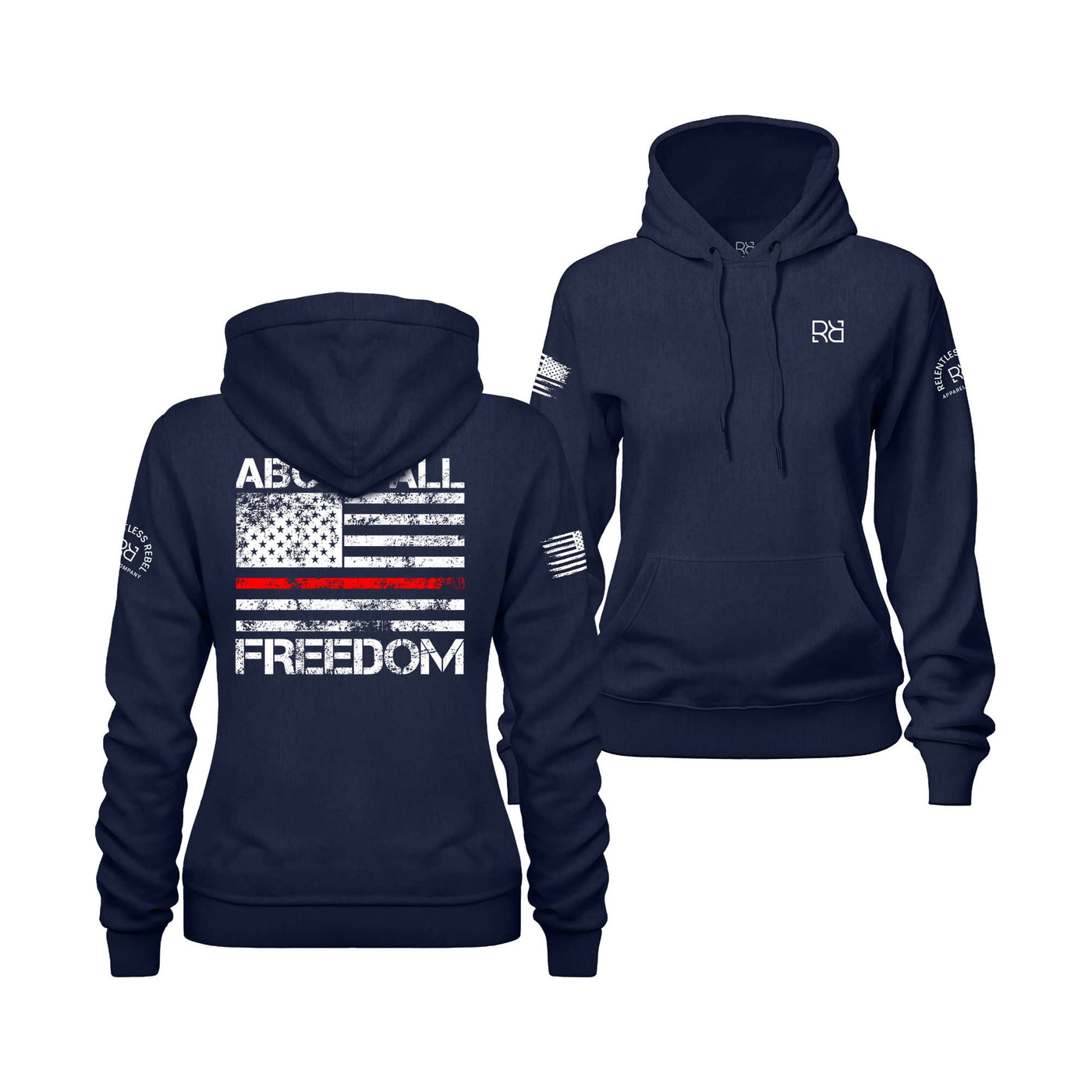 Navy Blue Women's Above All Freedom Back Design Hoodie