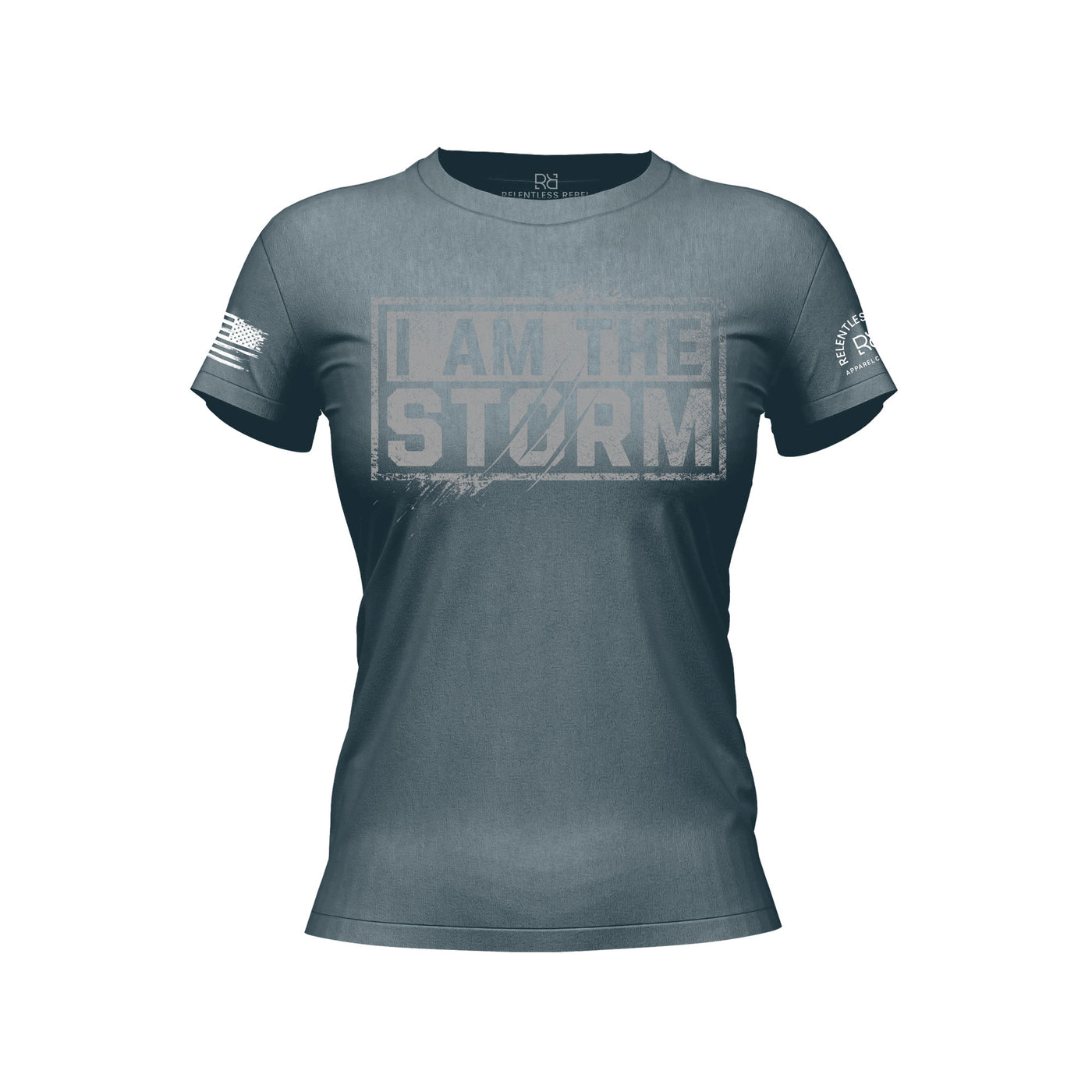 Heather Slate Women's I Am The Storm Front Design Tee