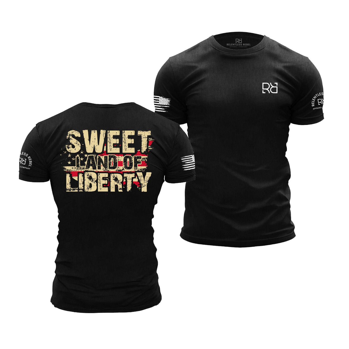 Solid Black Sweet Land of Liberty - Premium Men's Tee