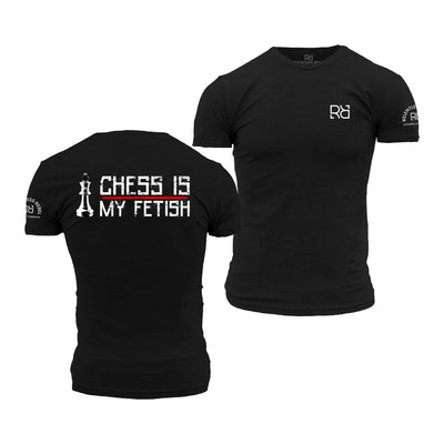Solid Black Men's Chess is My Fetish Back Design Tee