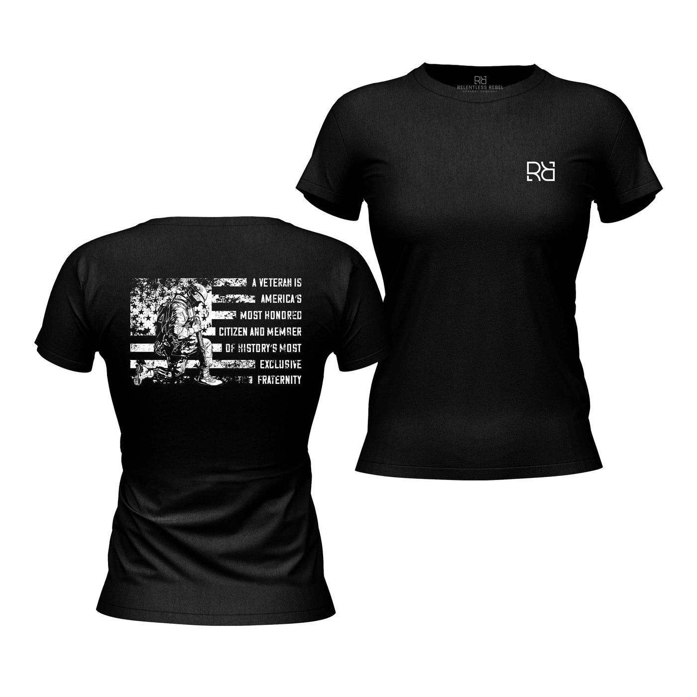 Solid Black Women's A Veteran Back Design Tee