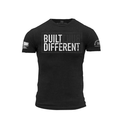 Built Different Solid Black front design t-shirt