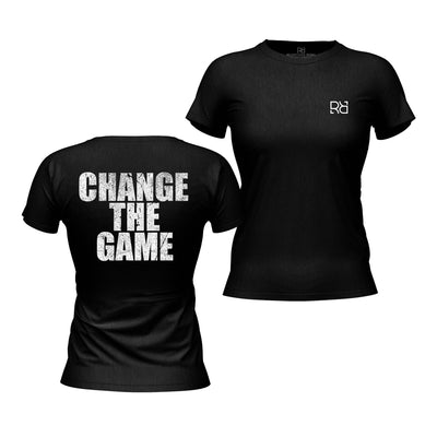Solid Black Women's Change the Game Back Design Tee