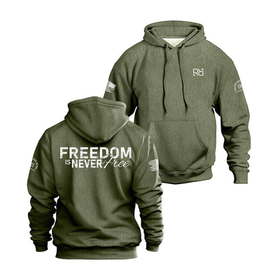 Military Green Men's Freedom Is Never Free Back Design Hoodie
