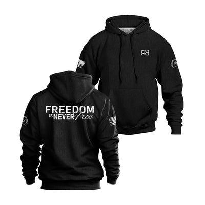 Solid Black Men's Freedom Is Never Free Back Design Hoodie