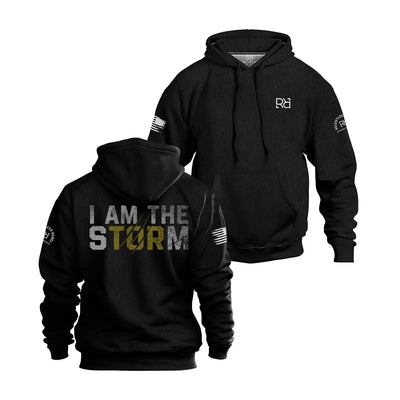 Solid Black Men's I Am The Storm Back Design Hoodie