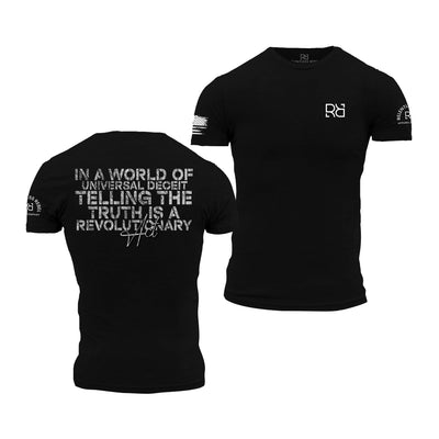 Solid Black Men's In a World of Universal Deceit... Back Design Tee