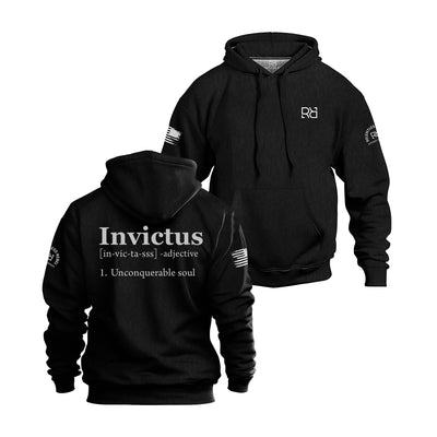 Solid Black Men's Invictus Back Design Hoodie