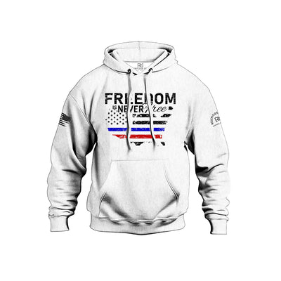 Relentless White Men's Freedom Is Never Free Front Design Hoodie